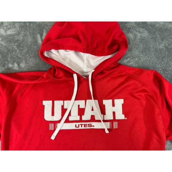 Utah Utes Hoodie Sweatshirt Champion Men's Large Pull Over Red Kangaroo Pocket - Picture 2 of 10